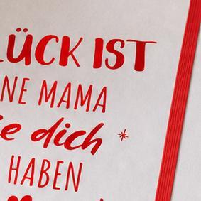 Notizbuch personalisiert Weiß / Rot Metallic - DIN A5 mit Gravur