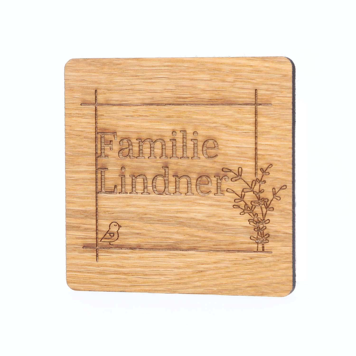 Holz Untersetzer-Set aus Eiche mit Gravur - 4-teilig personalisiert