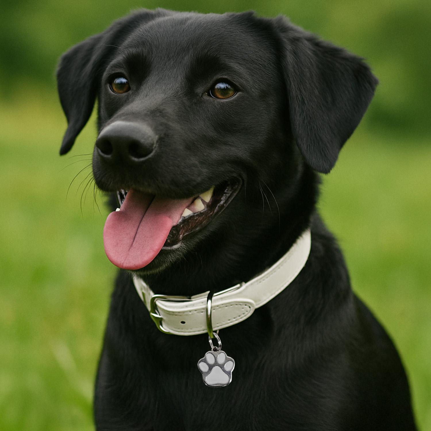 Hundemarke Pfote mit Gravur in Blau - personalisierte Tiermarke