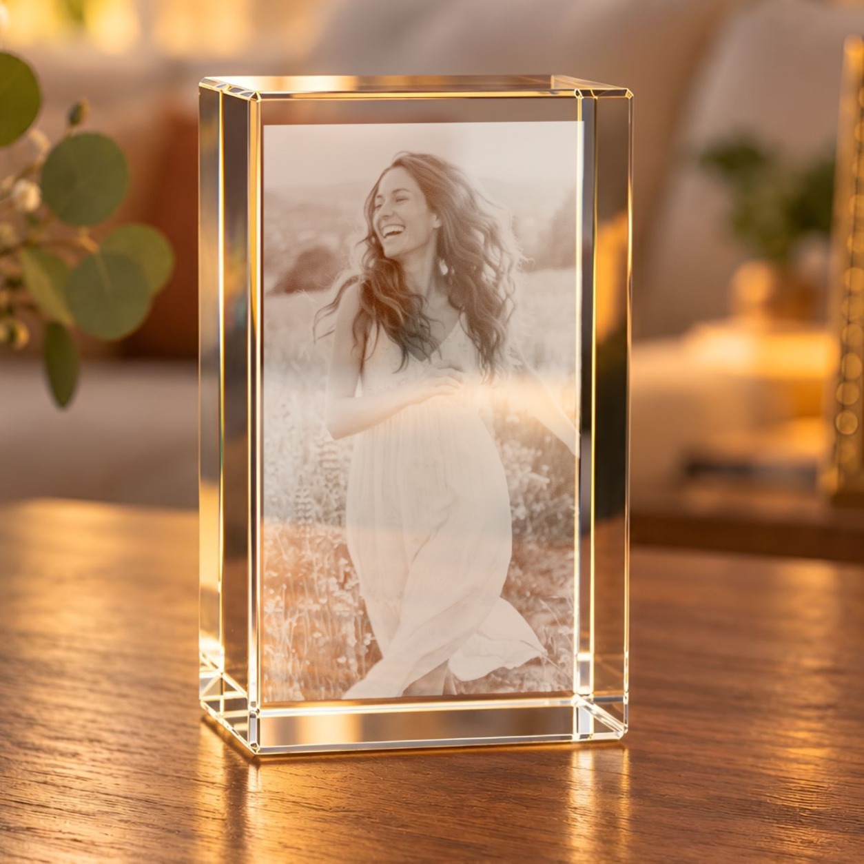 3D-Glaskristall Quader mit Foto-Gravur