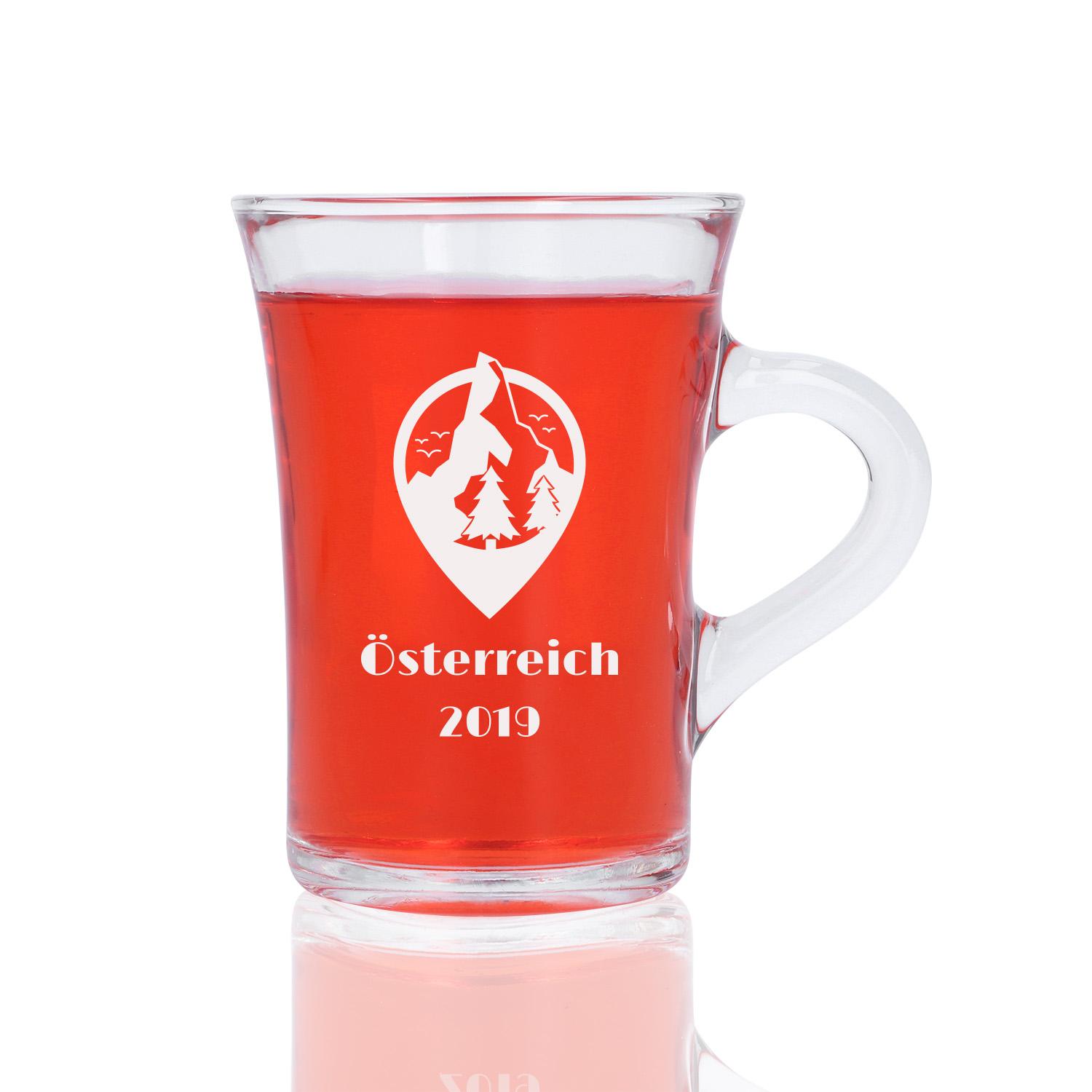 Teeglas "Madurai" mit Gravur und Henkel - personalisiert