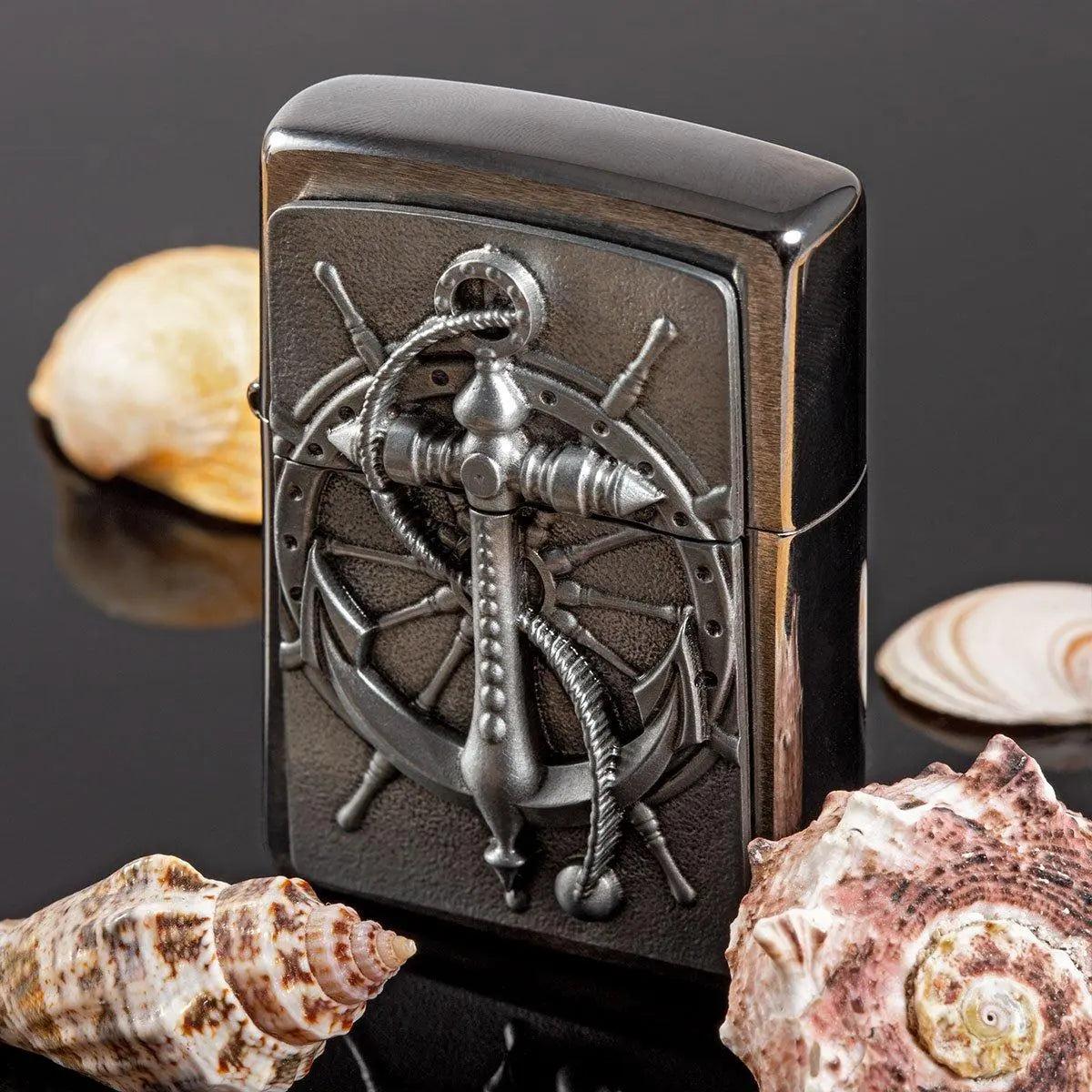 Premium Zippo Anker mit Gravur - originales windfestes Benzinfeuerzeug