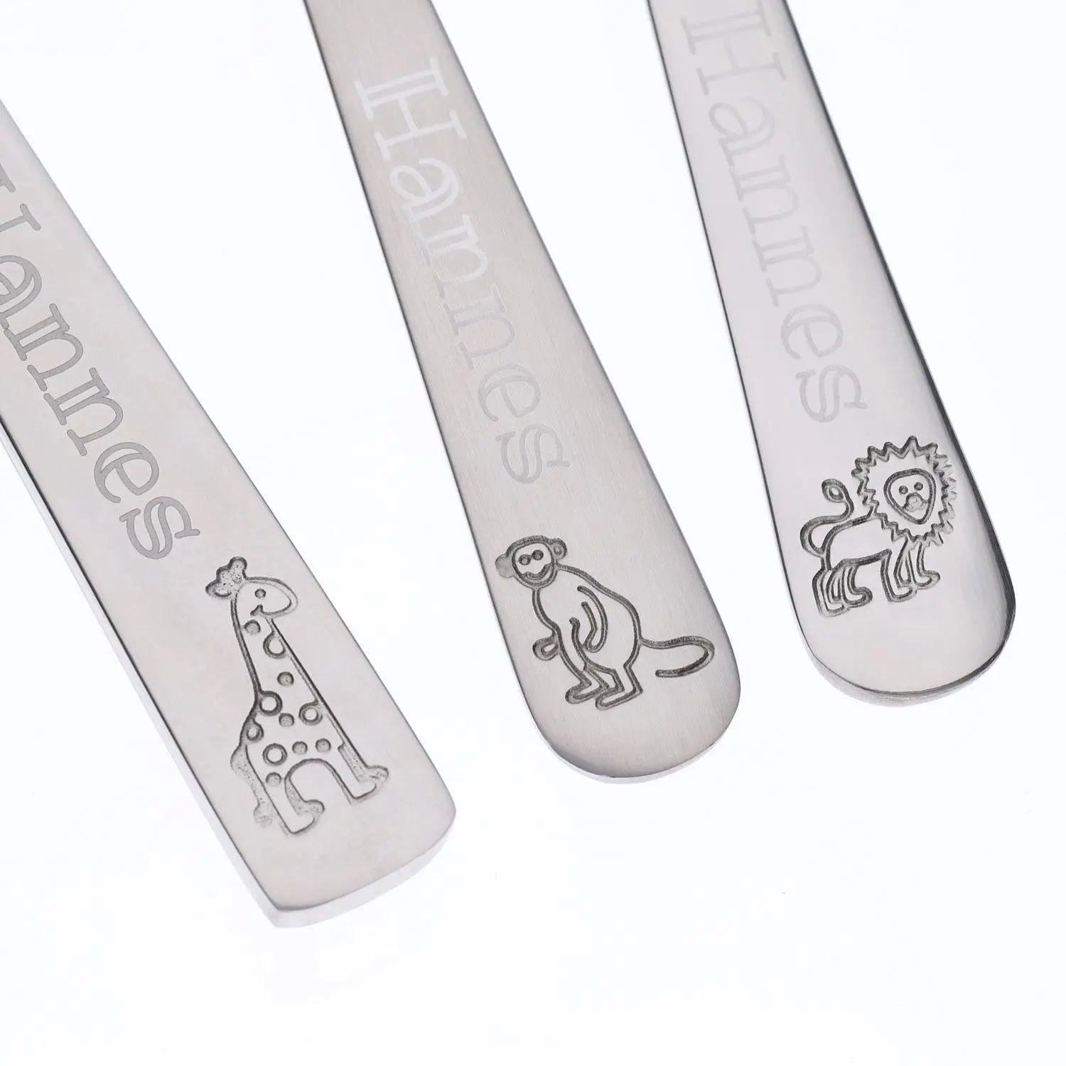 Kinderbesteck 3-teilig mit Gravur Motiv "Zoo"