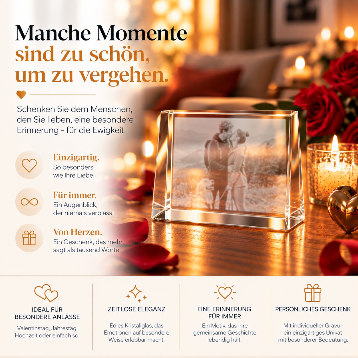 3D-Glaskristall Fotoframe mit Foto-Gravur