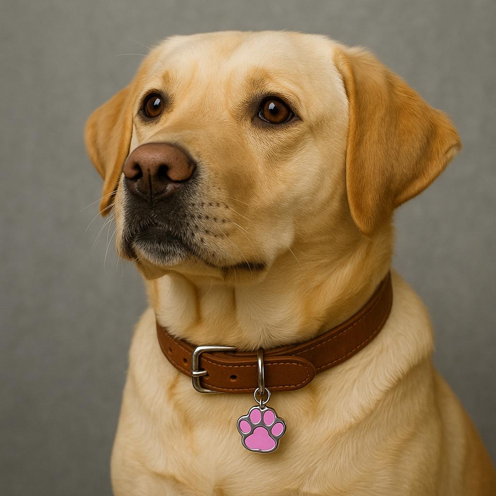 Hundemarke Pfote mit Gravur in Blau - personalisierte Tiermarke