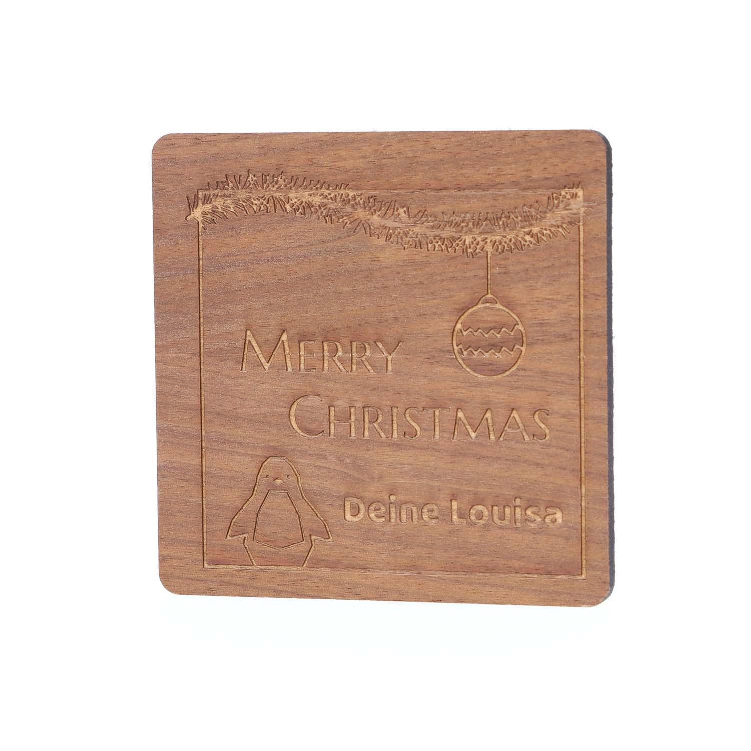 Holz Untersetzer-Set aus Nussbaum mit Gravur - 4-teilig personalisiert