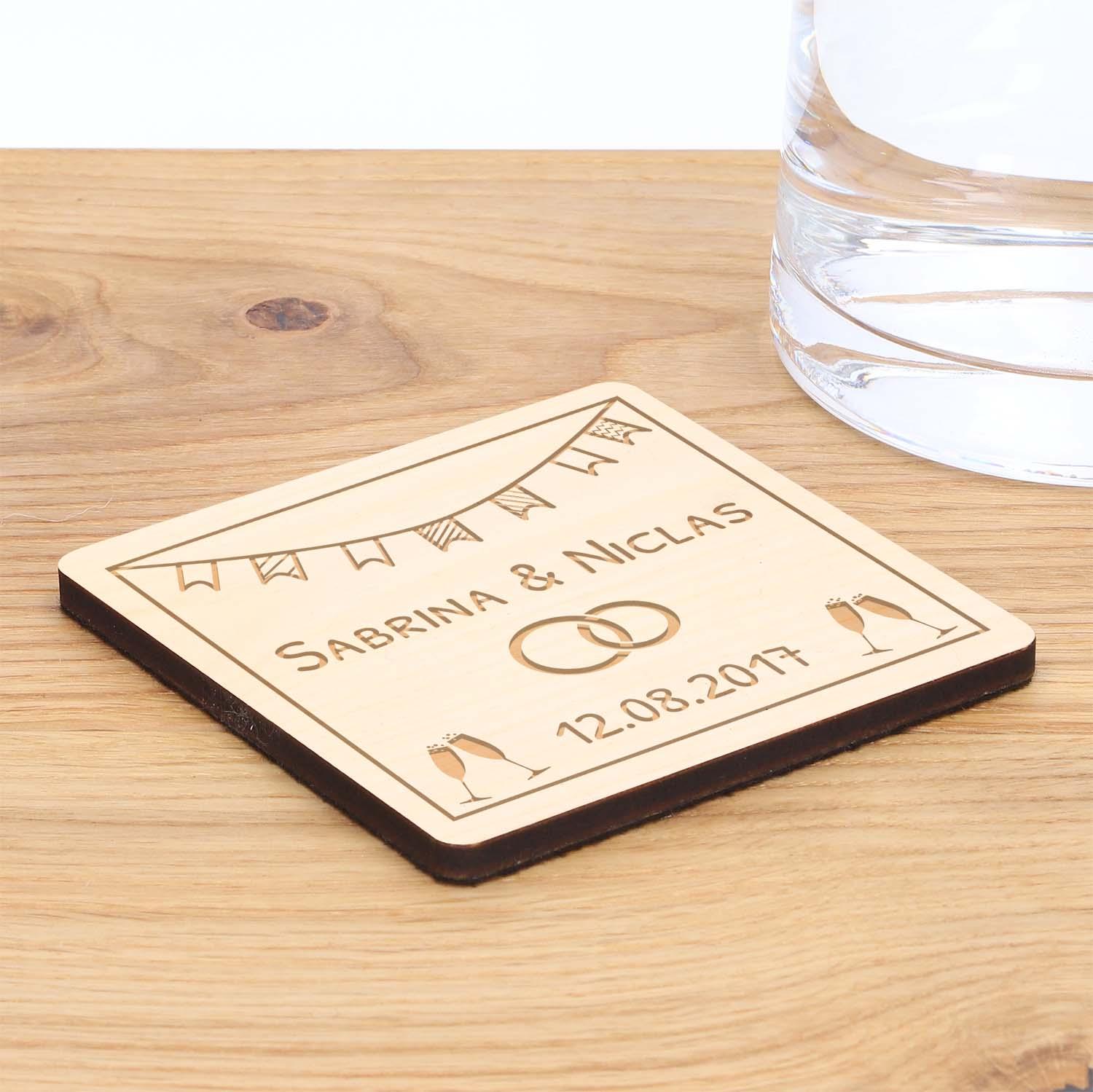 Holz Untersetzer-Set aus Zirbe mit Gravur - 4-teilig personalisiert