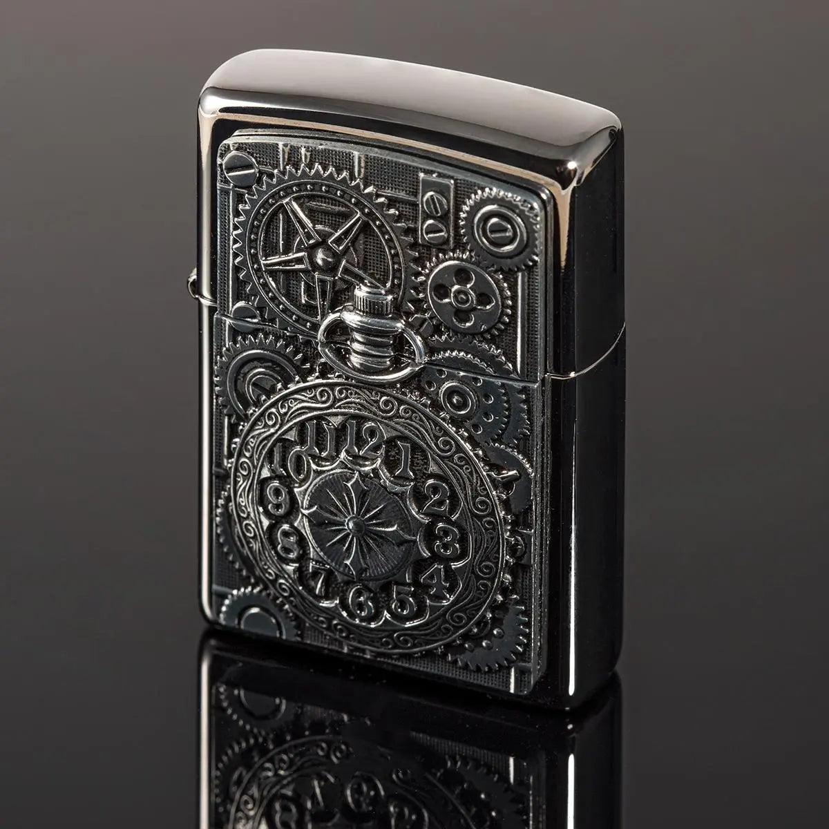 Premium Zippo Taschenuhr mit Gravur - originales Benzinfeuerzeug im Vintage-Look