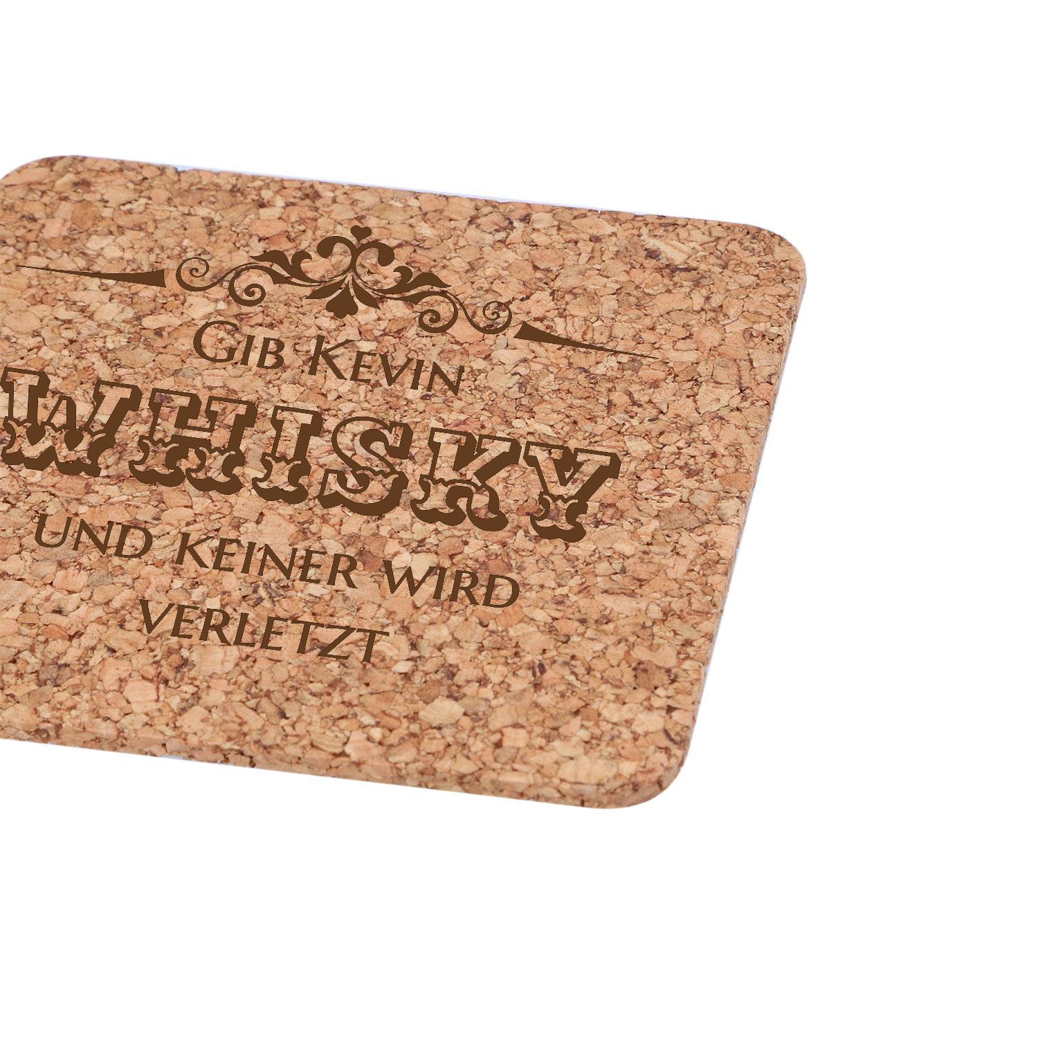 Kork Untersetzer mit Gravur - Glasuntersetzer Set 4-teilig personalisiert